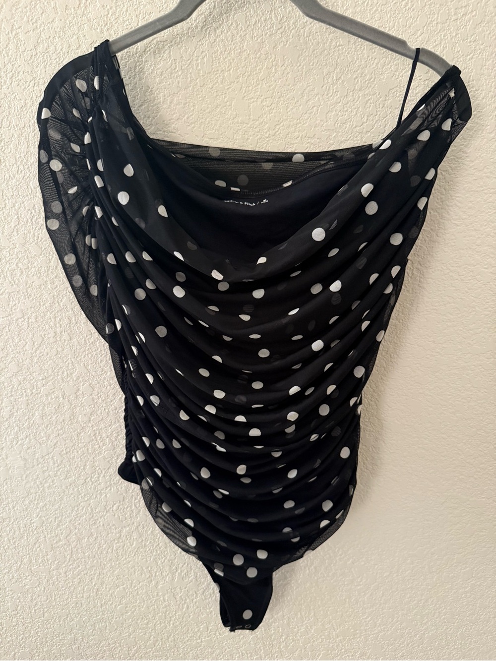 Abercrombie & Fitch Black Polka Dot off the shoulder Bodysuit
